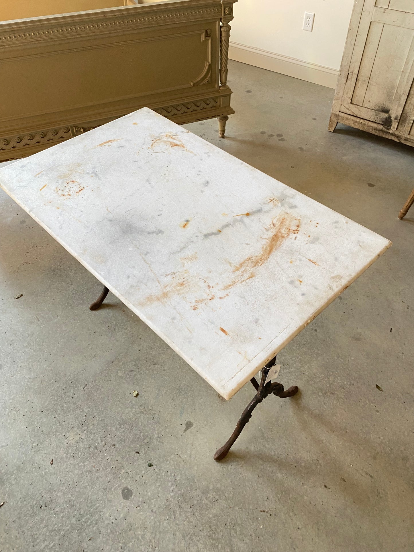 French Marble Topped Bistro Table