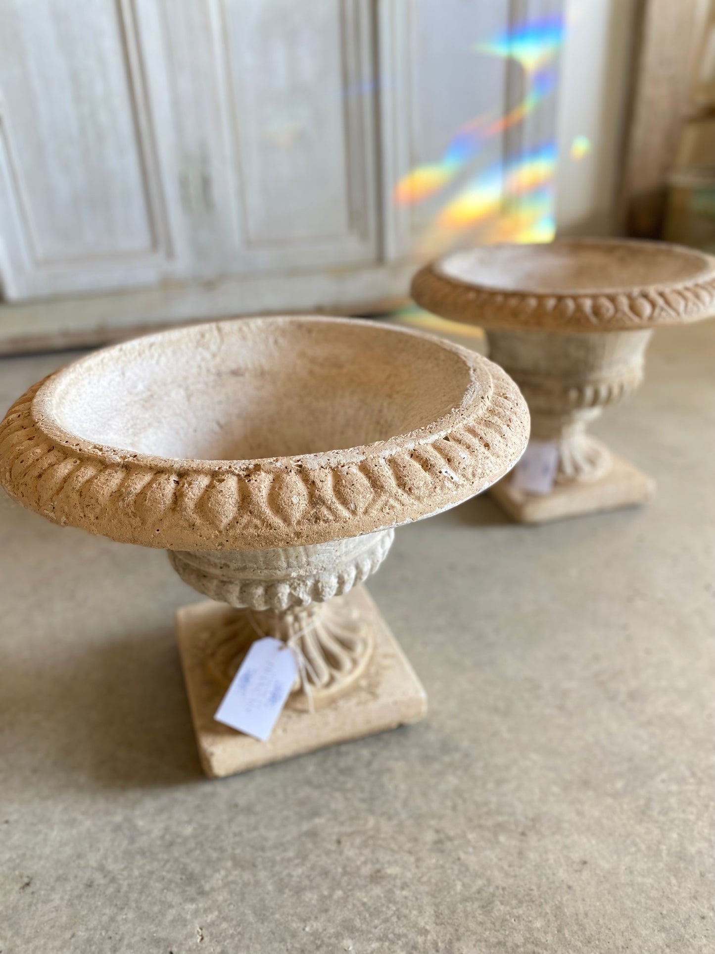 French Painted Concrete Urn