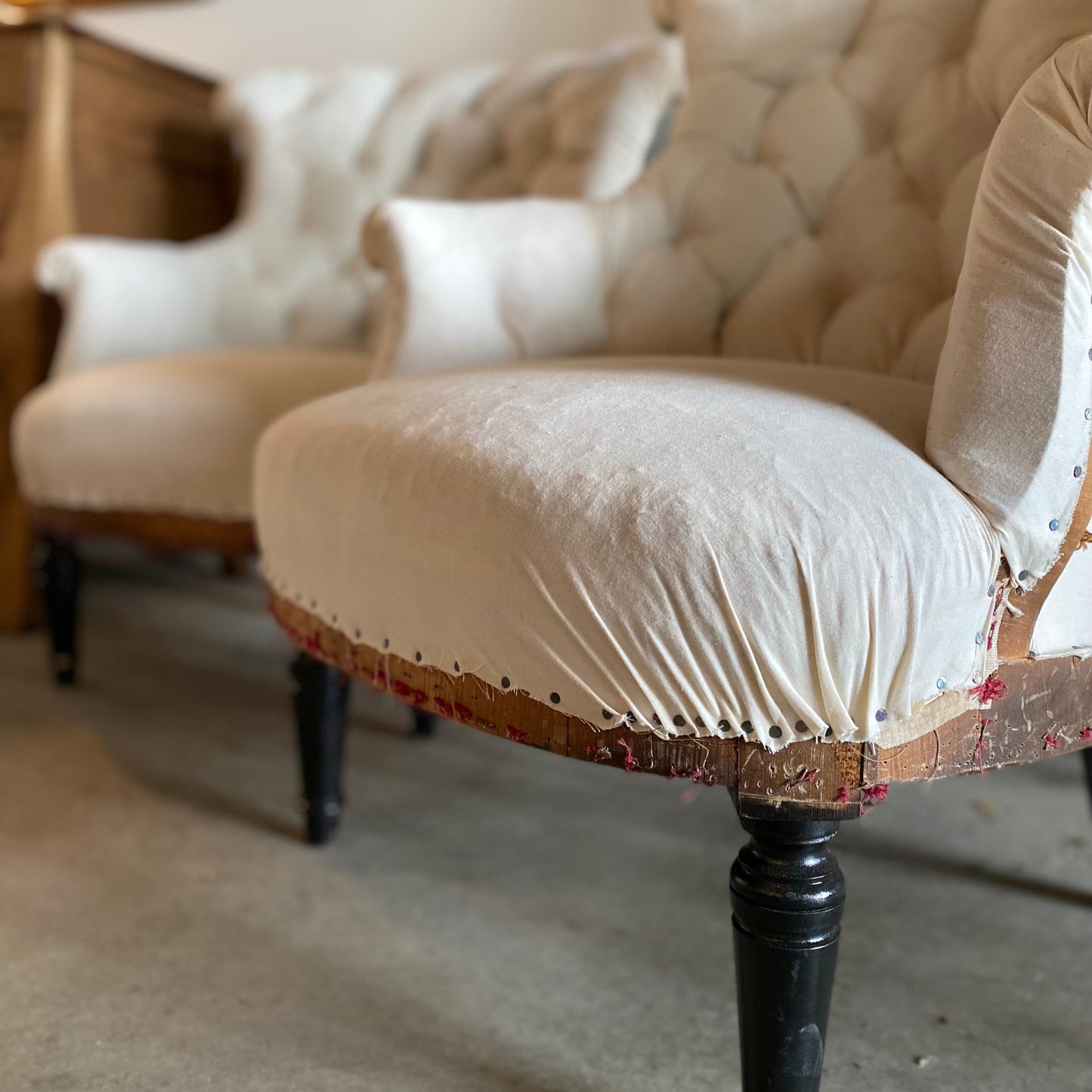 French Deconstructed Tufted Side Chair
