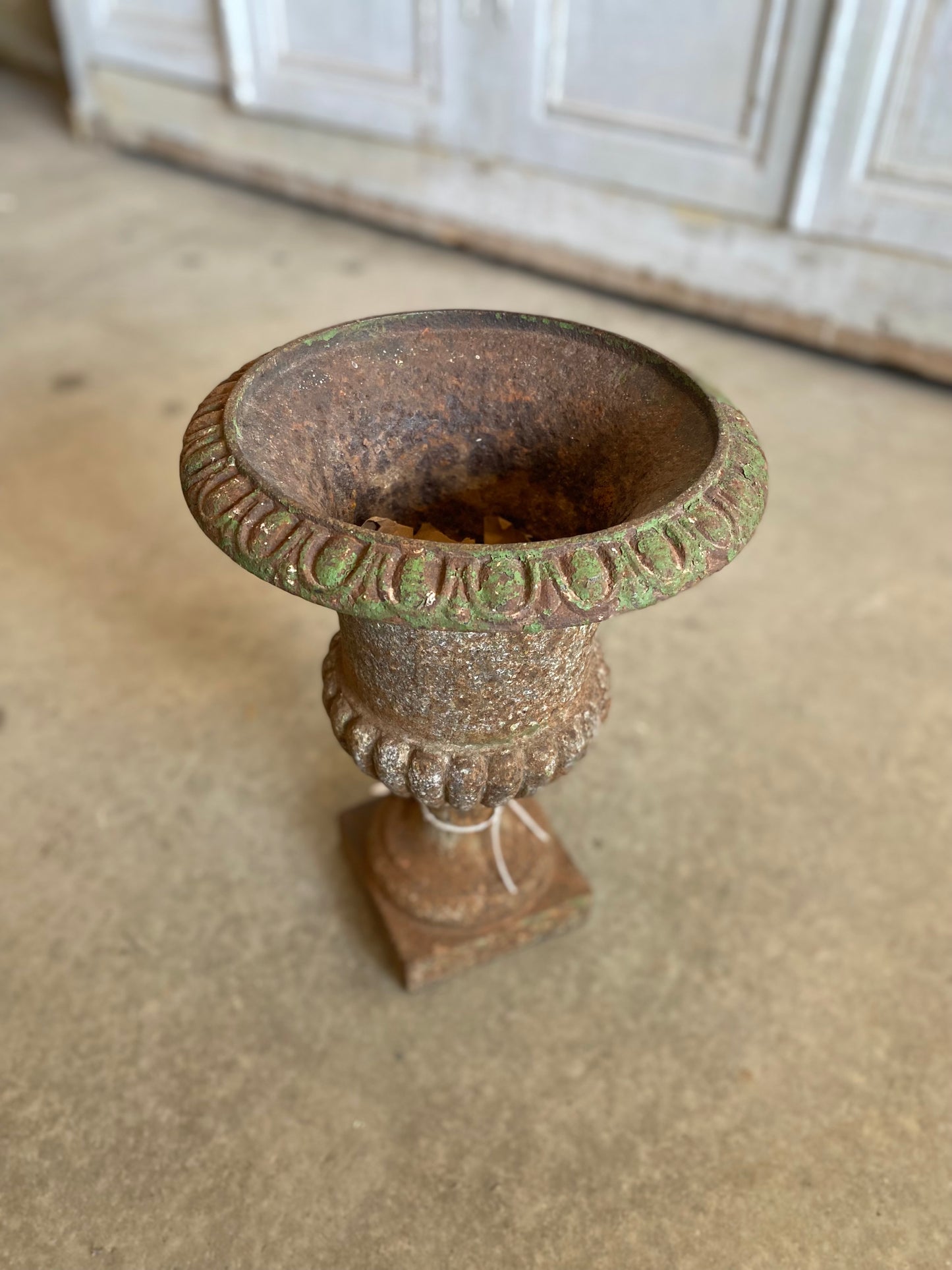 French Green Cast Iron Urn