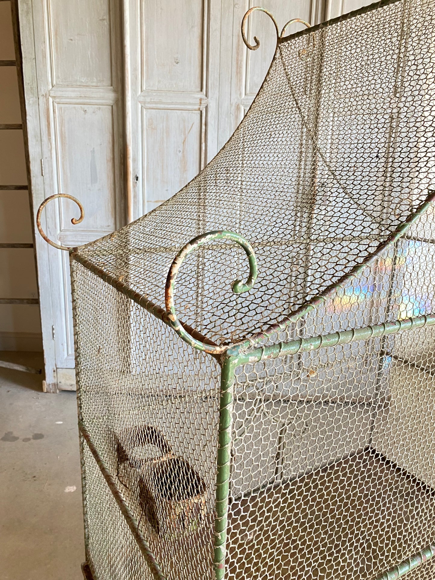 French Green Painted Iron Aviary