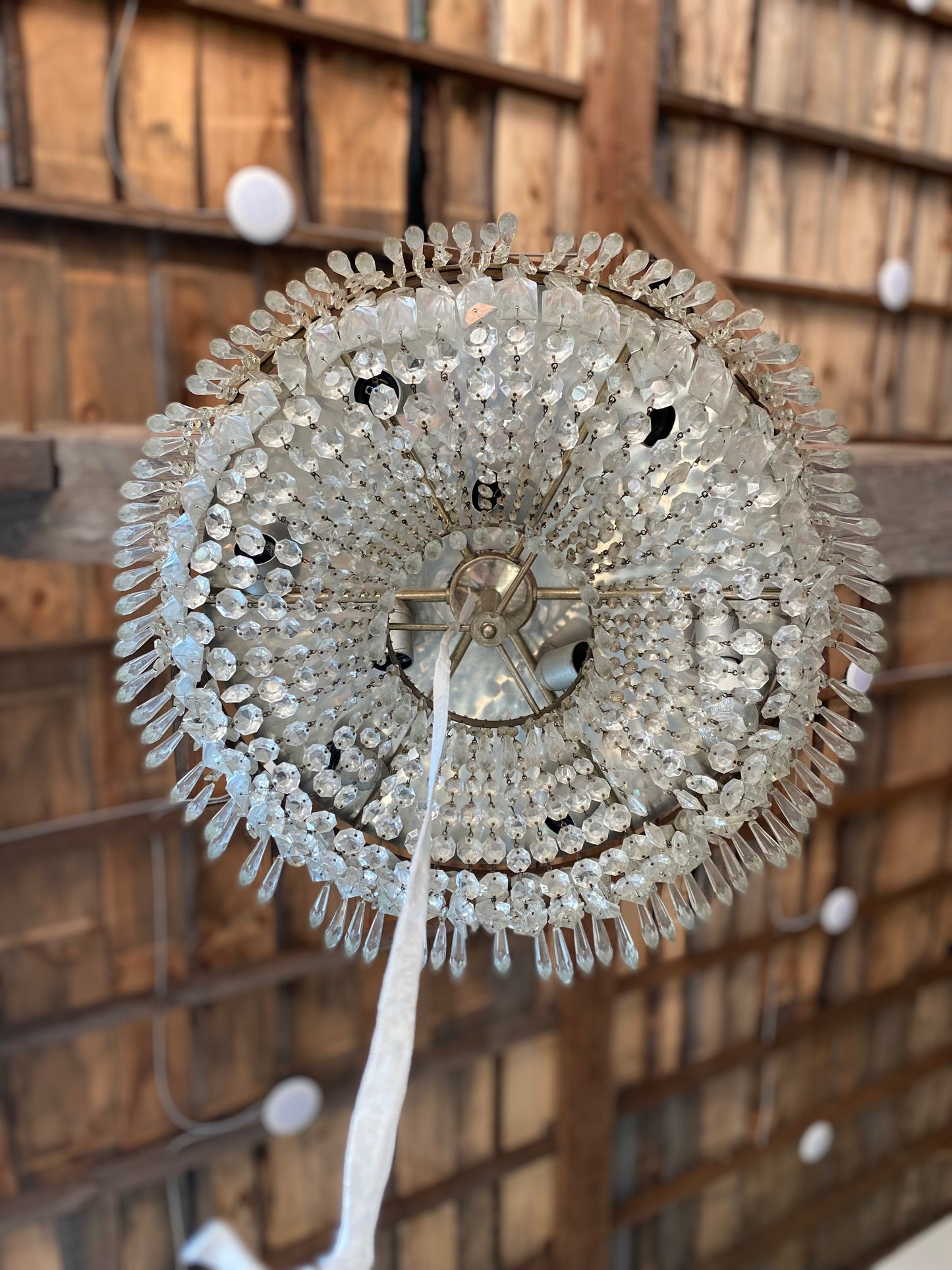French Crystal Ceiling Mount Chandelier