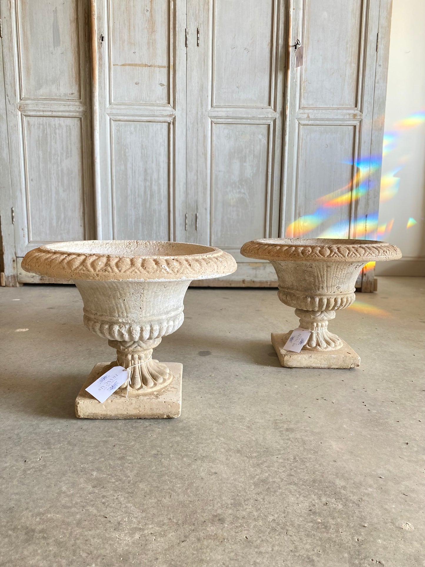 French Painted Concrete Urn