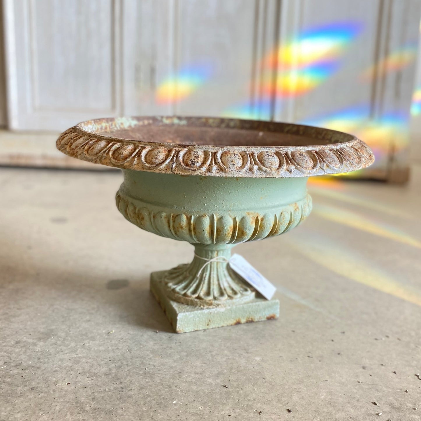 French Sage Green Garden Urn