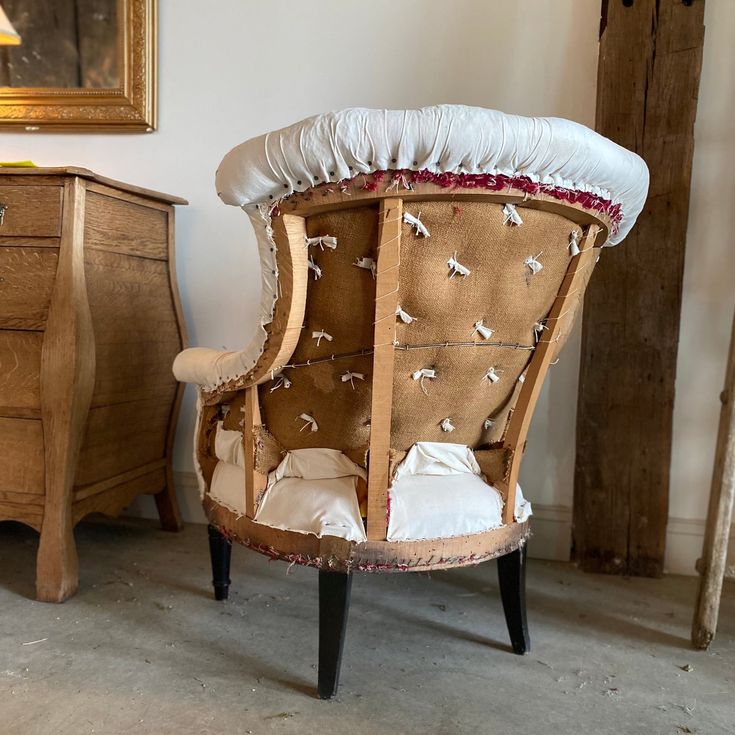French Deconstructed Tufted Side Chair