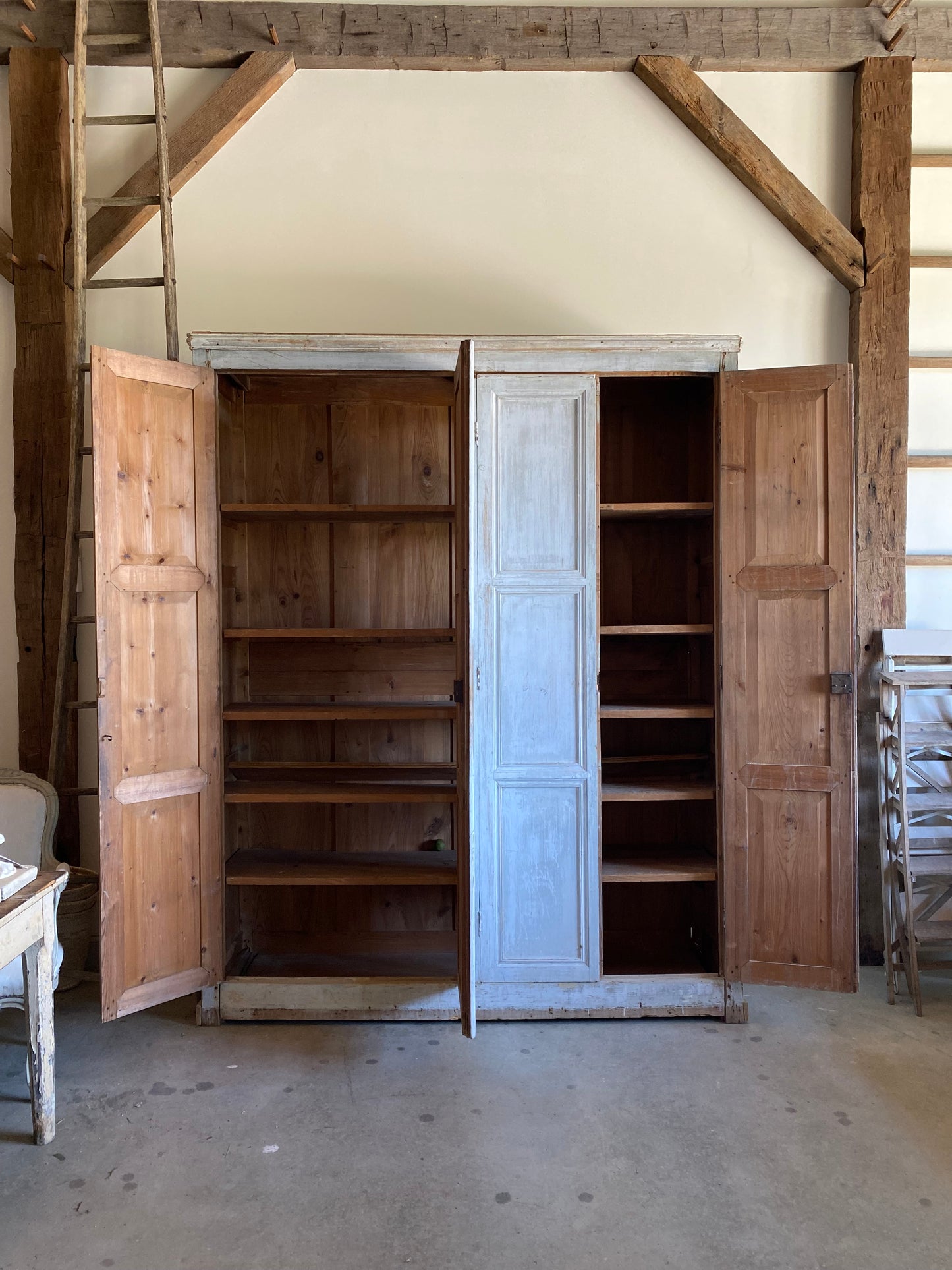 French Gray Pantry Cupboard- 8'H