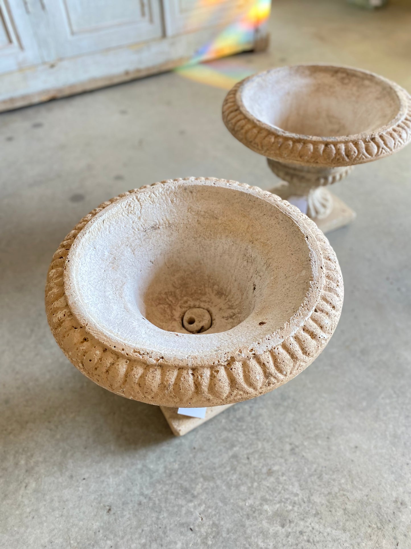 French Painted Concrete Urn