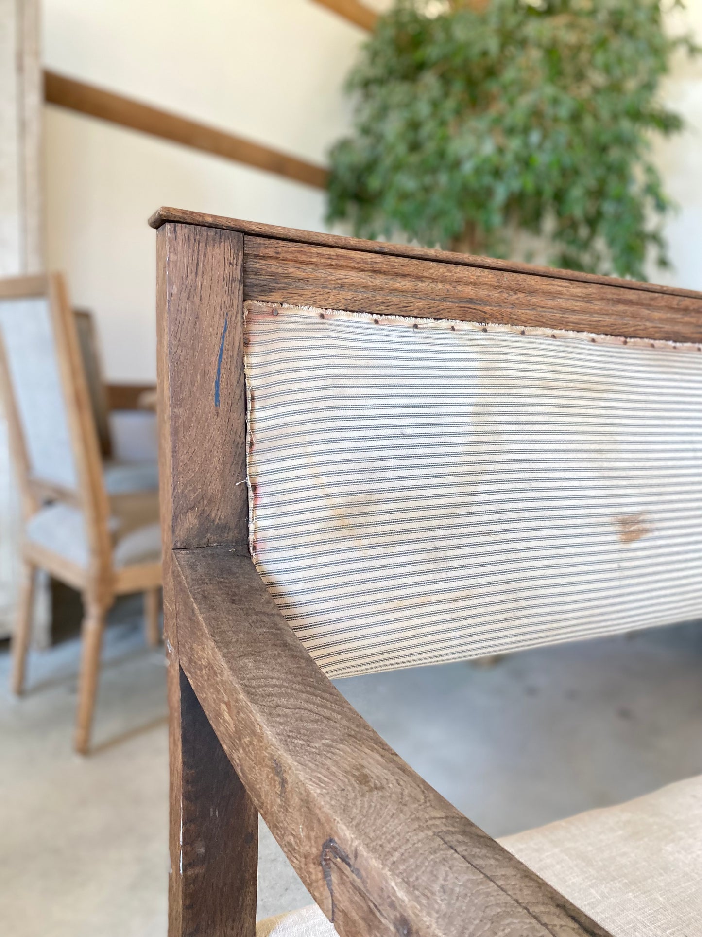 French Bench w/ Blue Ticking