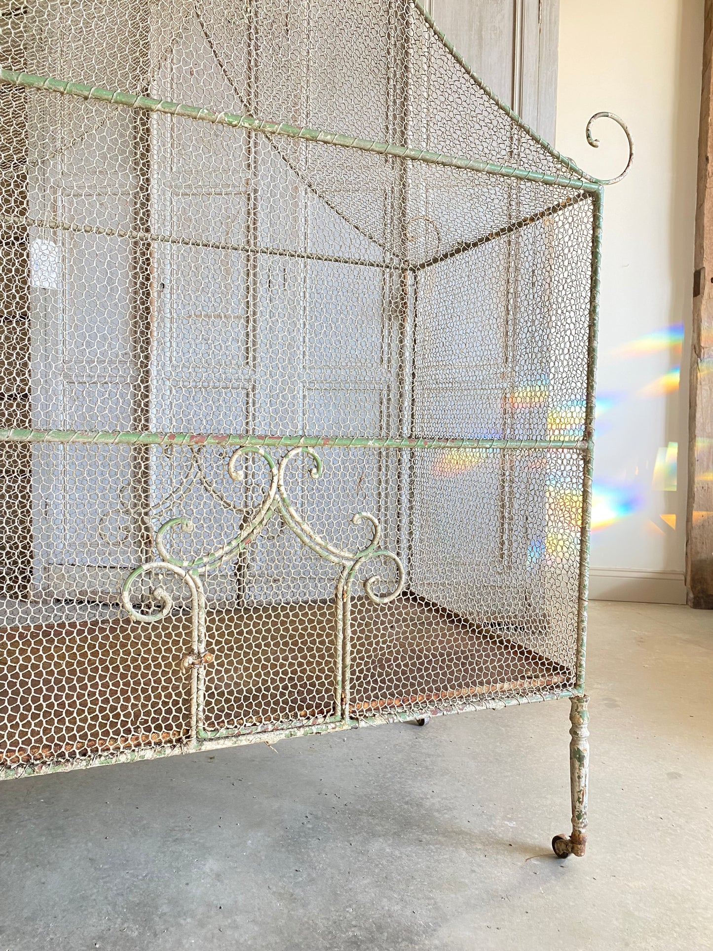 French Green Painted Iron Aviary
