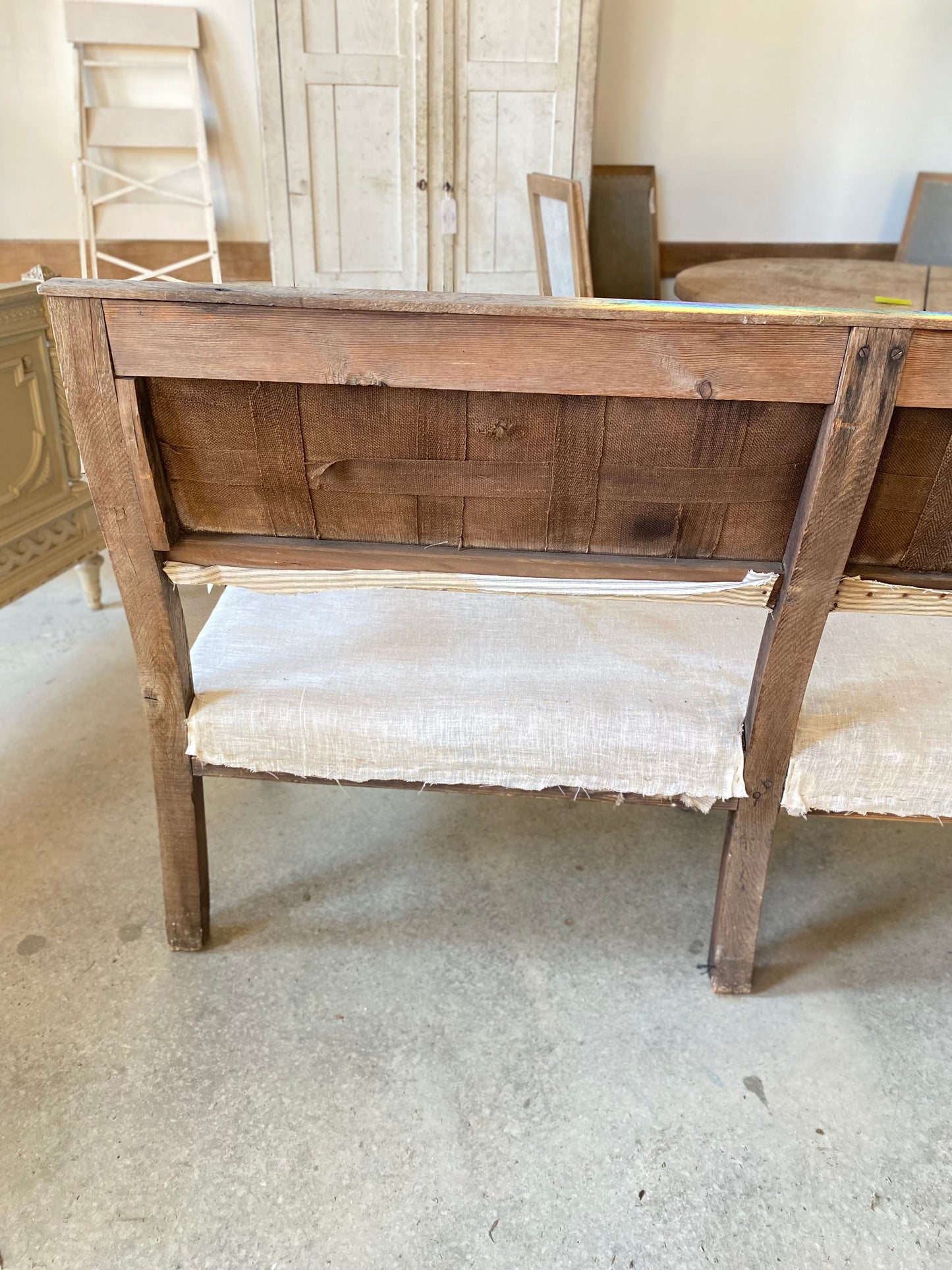 French Bench w/ Blue Ticking