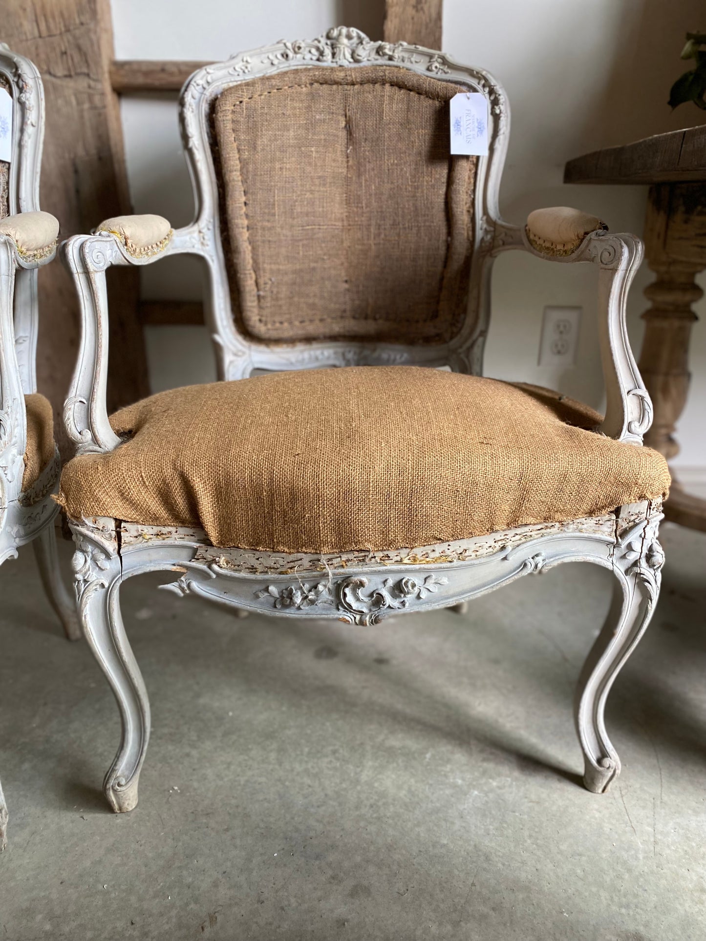 French Louis XV Burlap Chair
