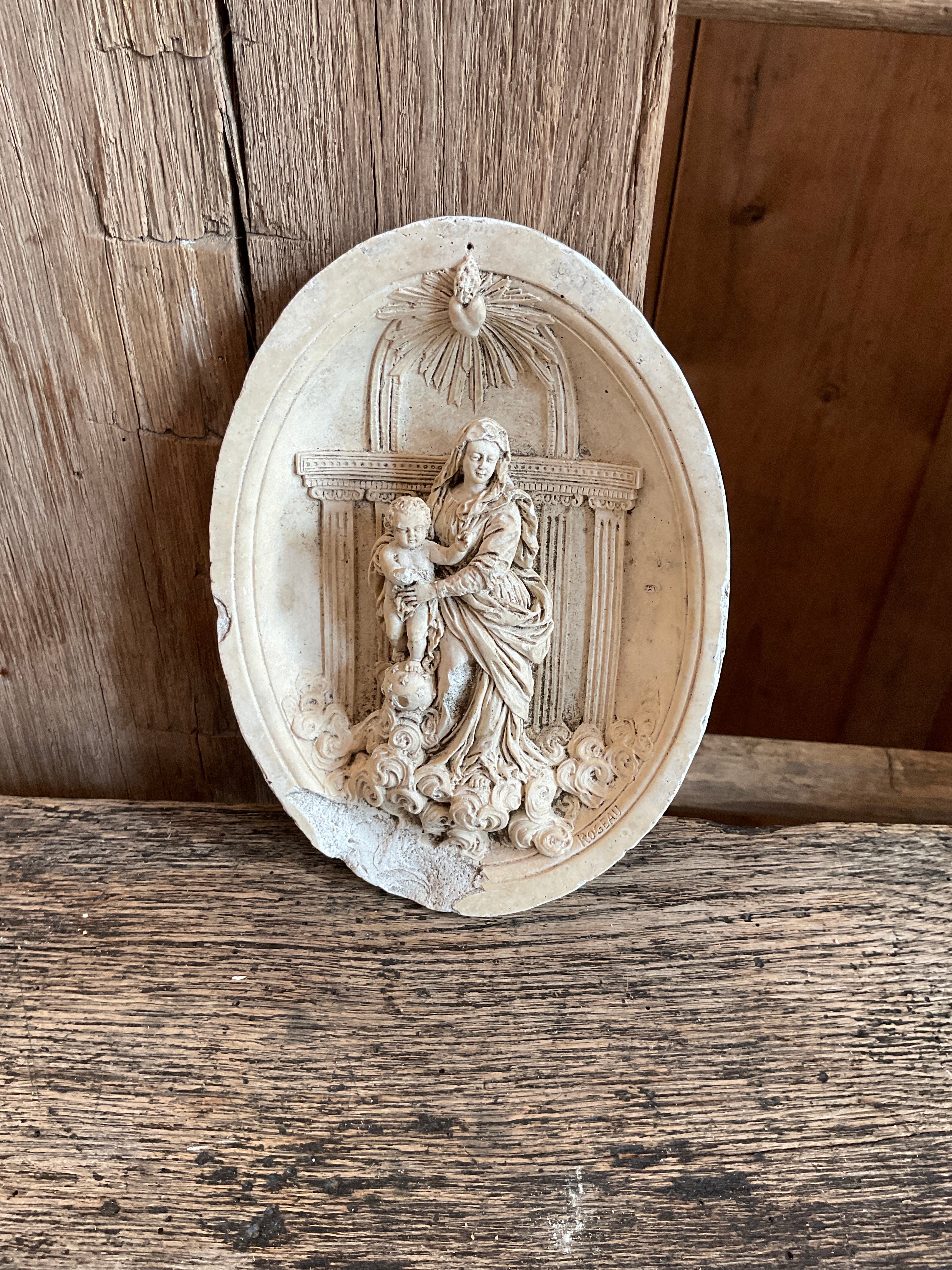 Plaster Virgin Mary Plaque