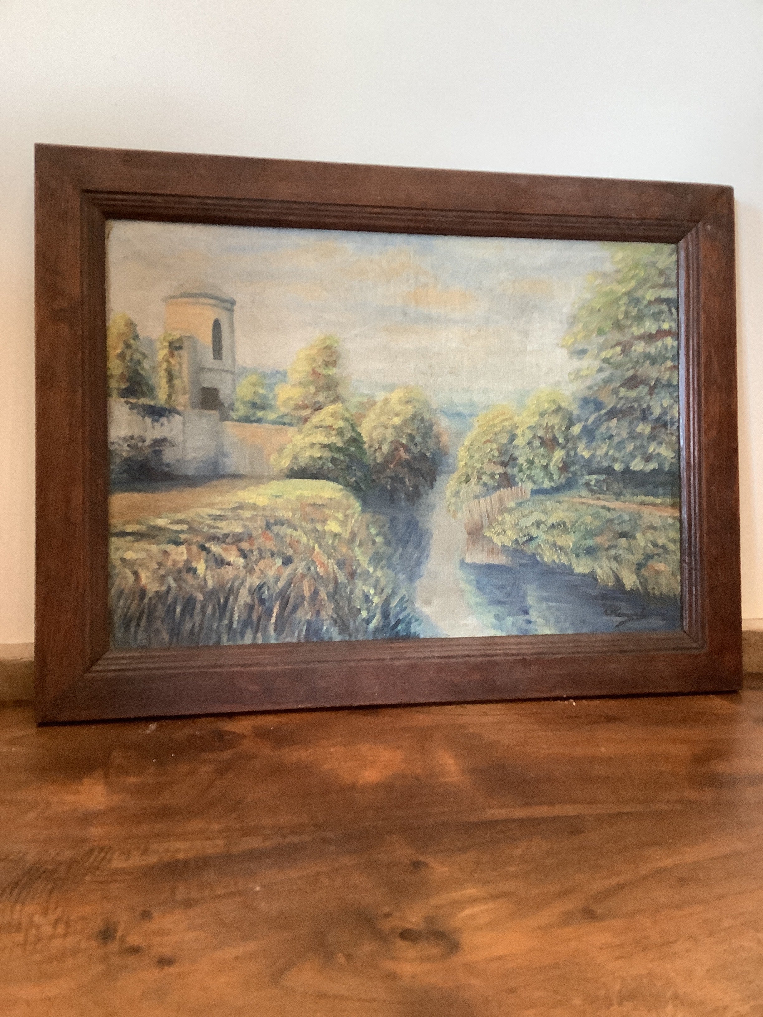 Wood Framed Landscape Oil Painting