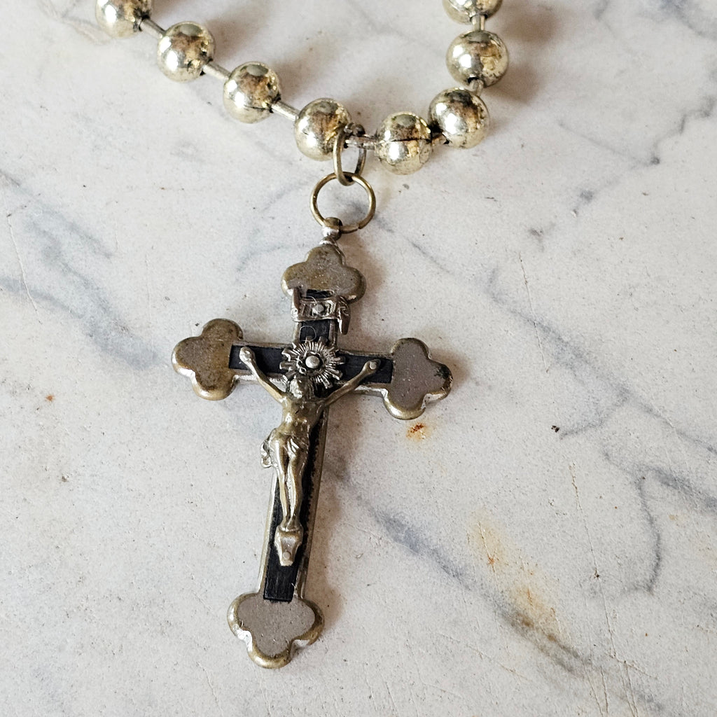 Large Ball Chain Cross Necklace
