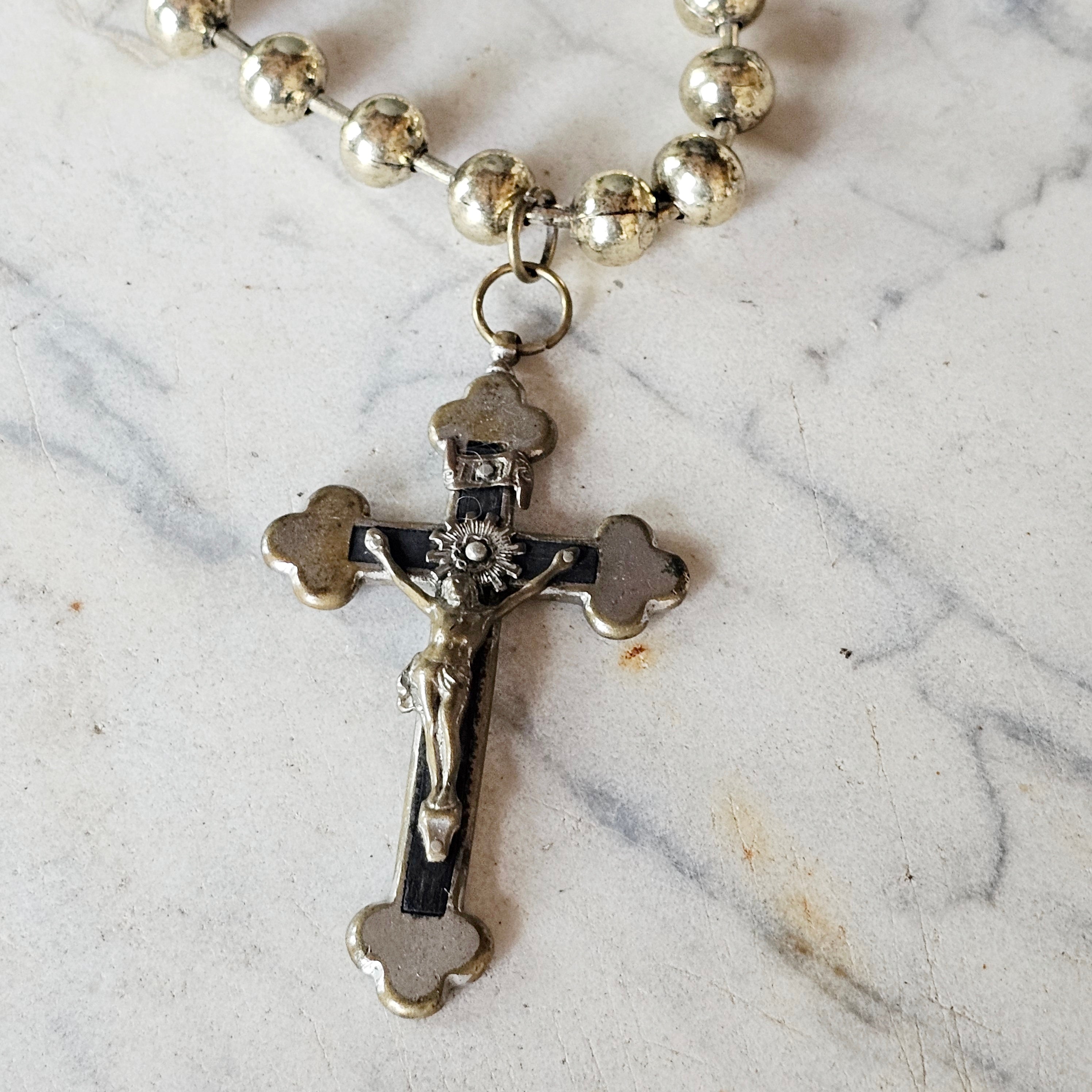 Large Ball Chain Cross Necklace