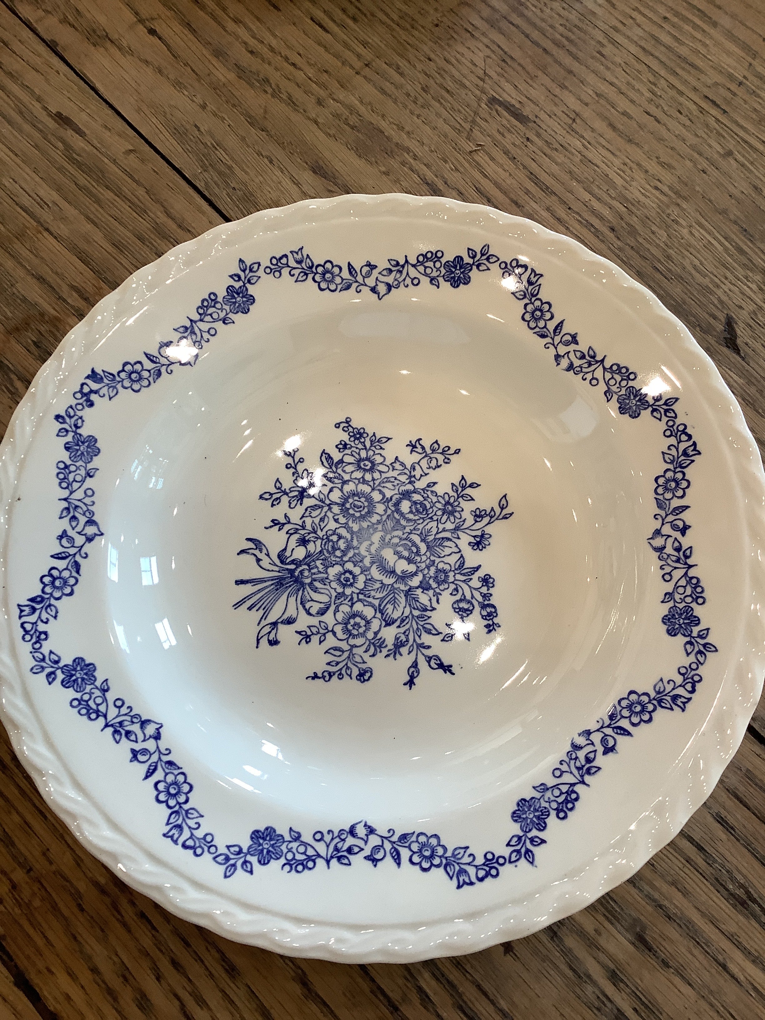 Blue "Bouquet" Transferware Bowl