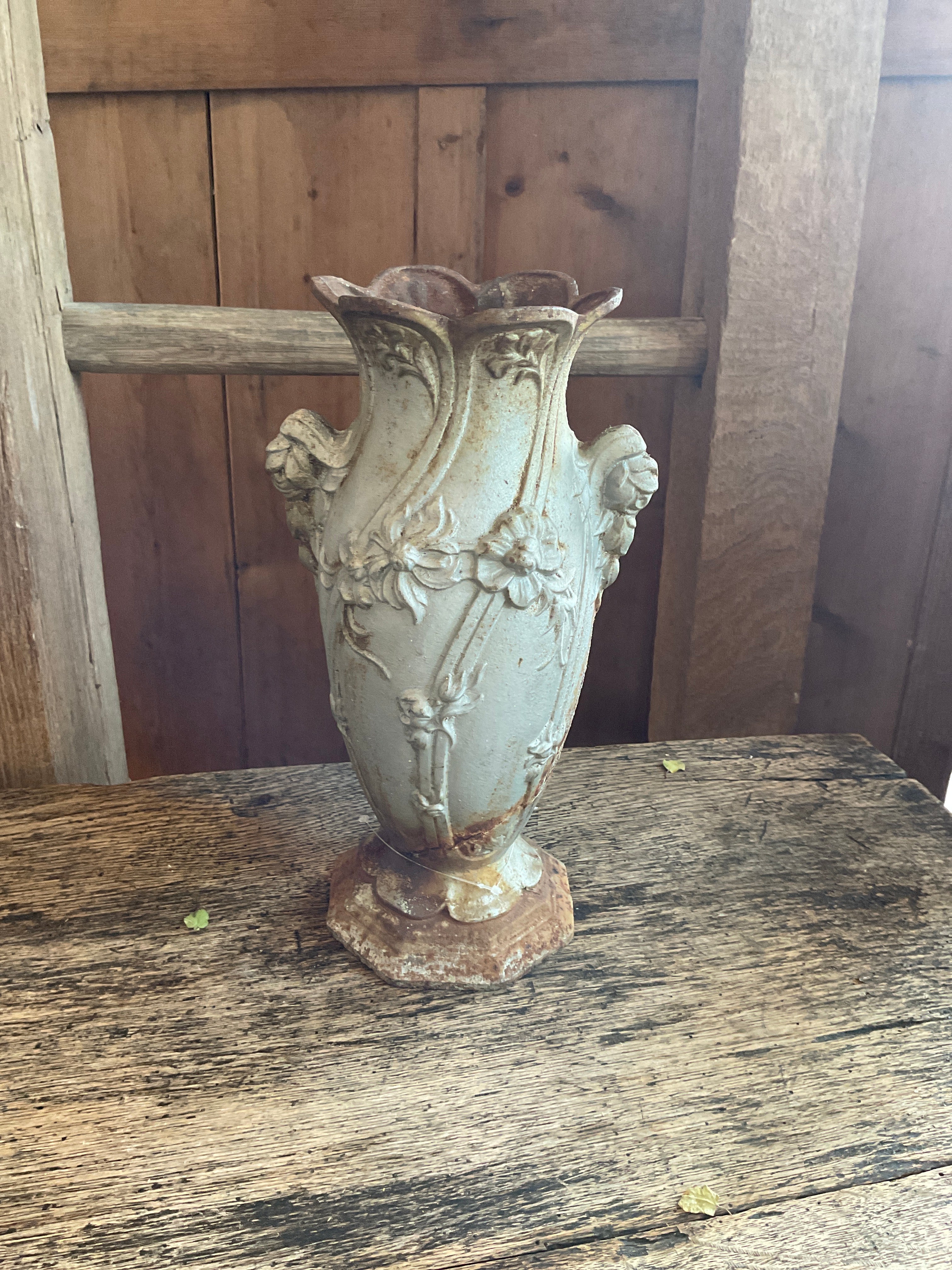 French Cast Iron Silver Vase