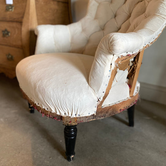 French Deconstructed Tufted Side Chair