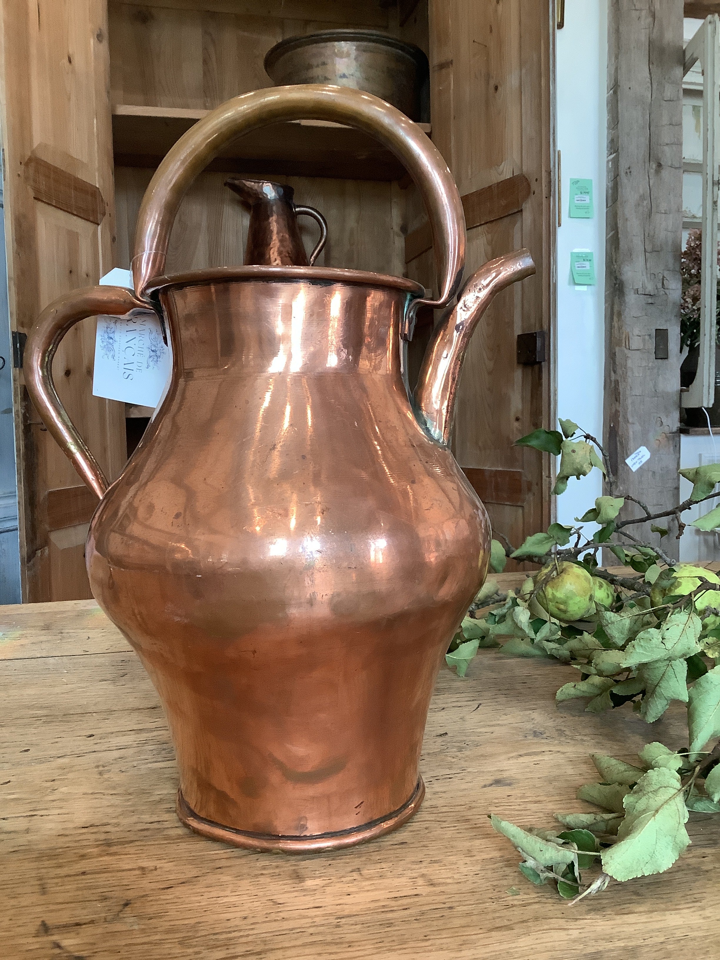 Tall Copper Water Pitcher
