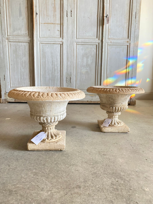 French Painted Concrete Urn