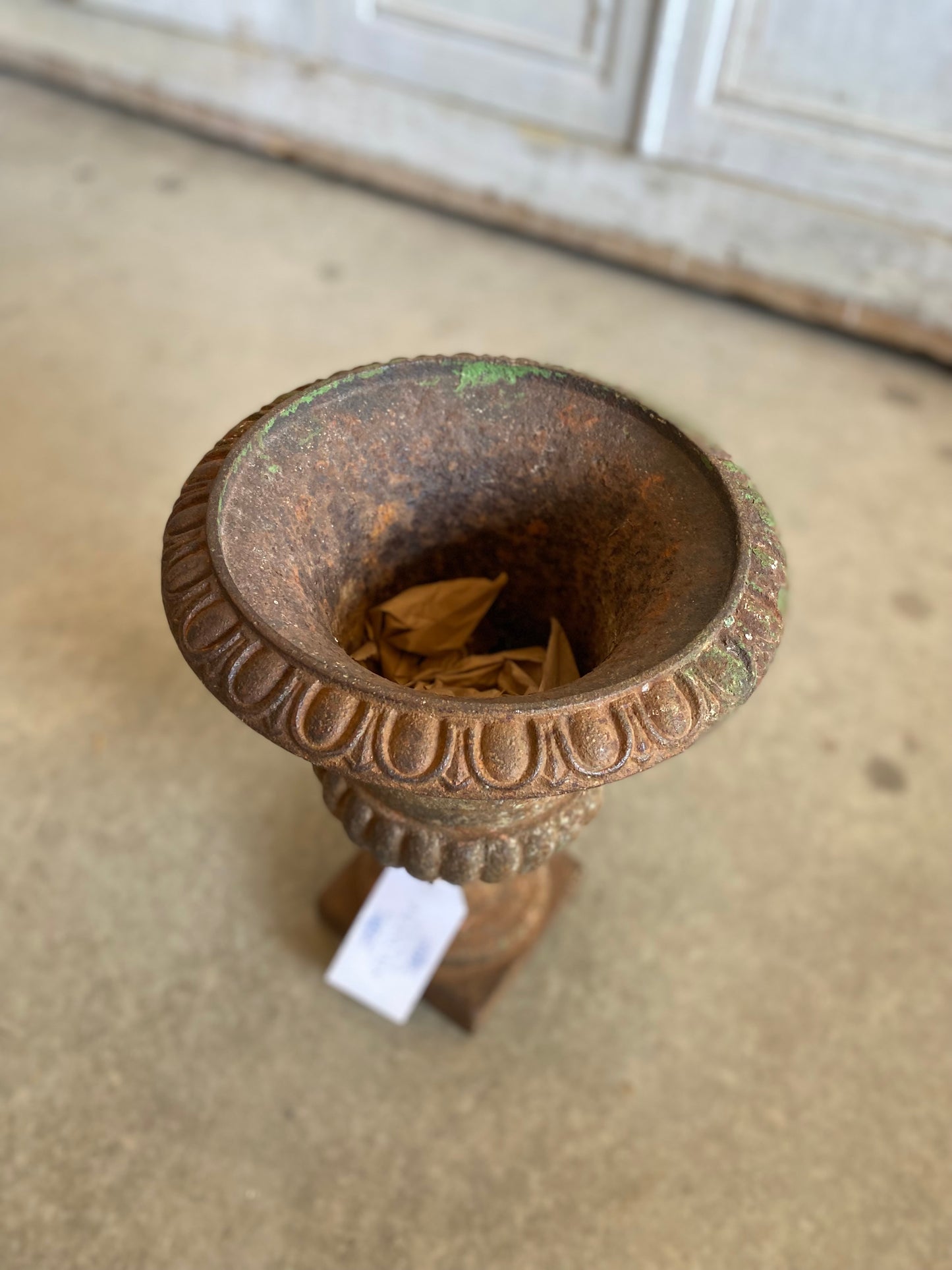 French Green Cast Iron Urn