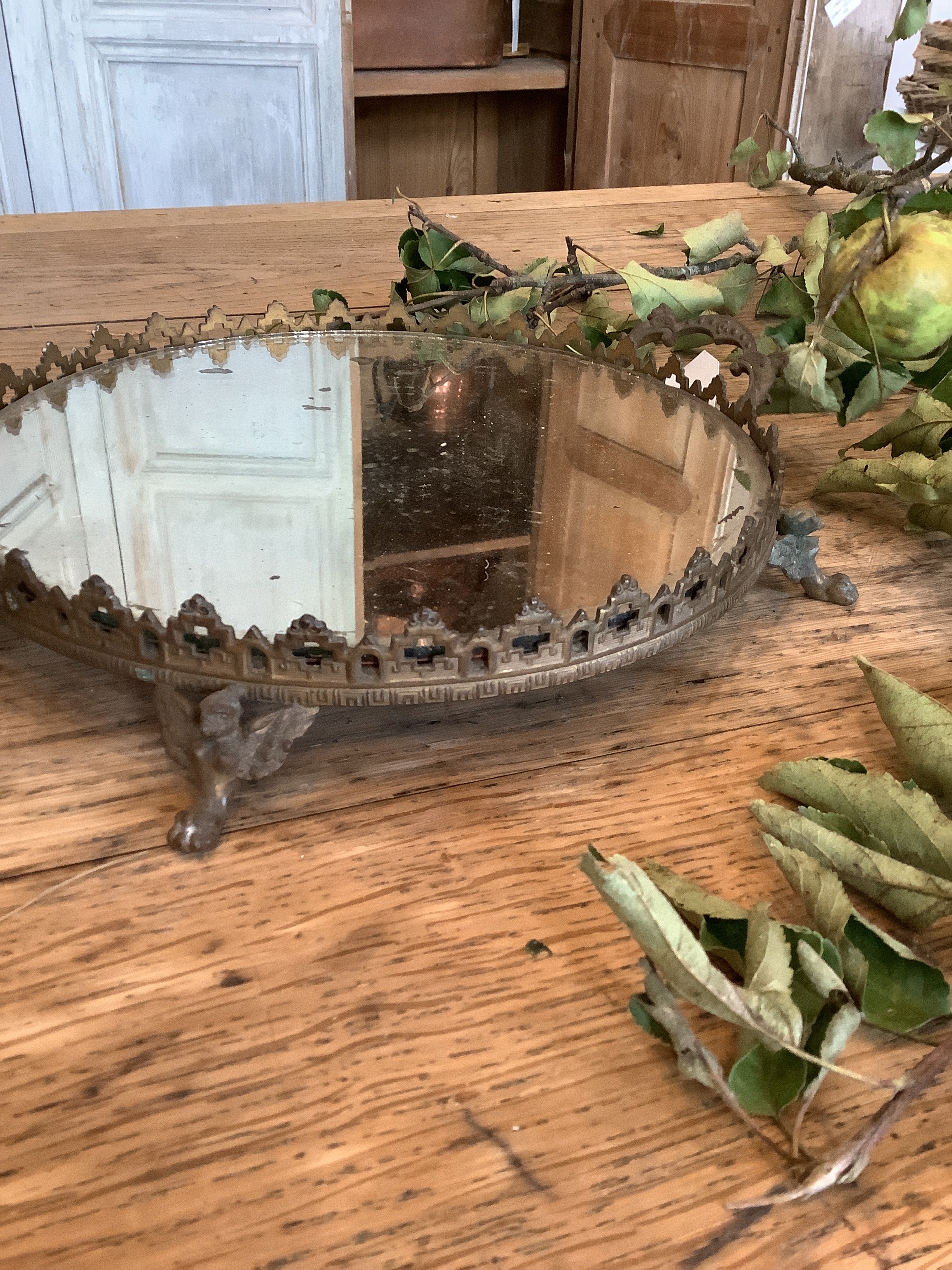 Ornate Footed Mirror Plateau