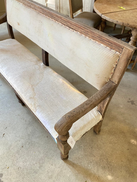 French Bench w/ Blue Ticking
