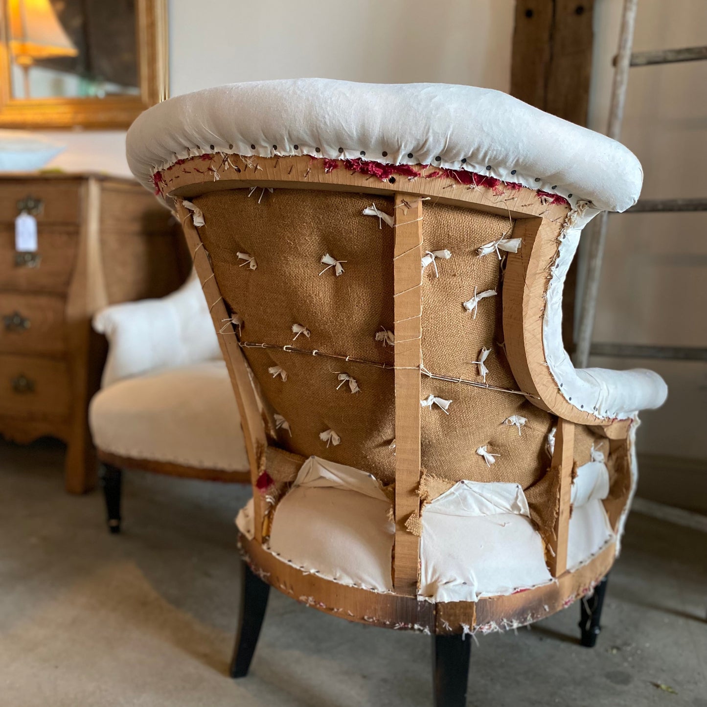 French Deconstructed Tufted Side Chair