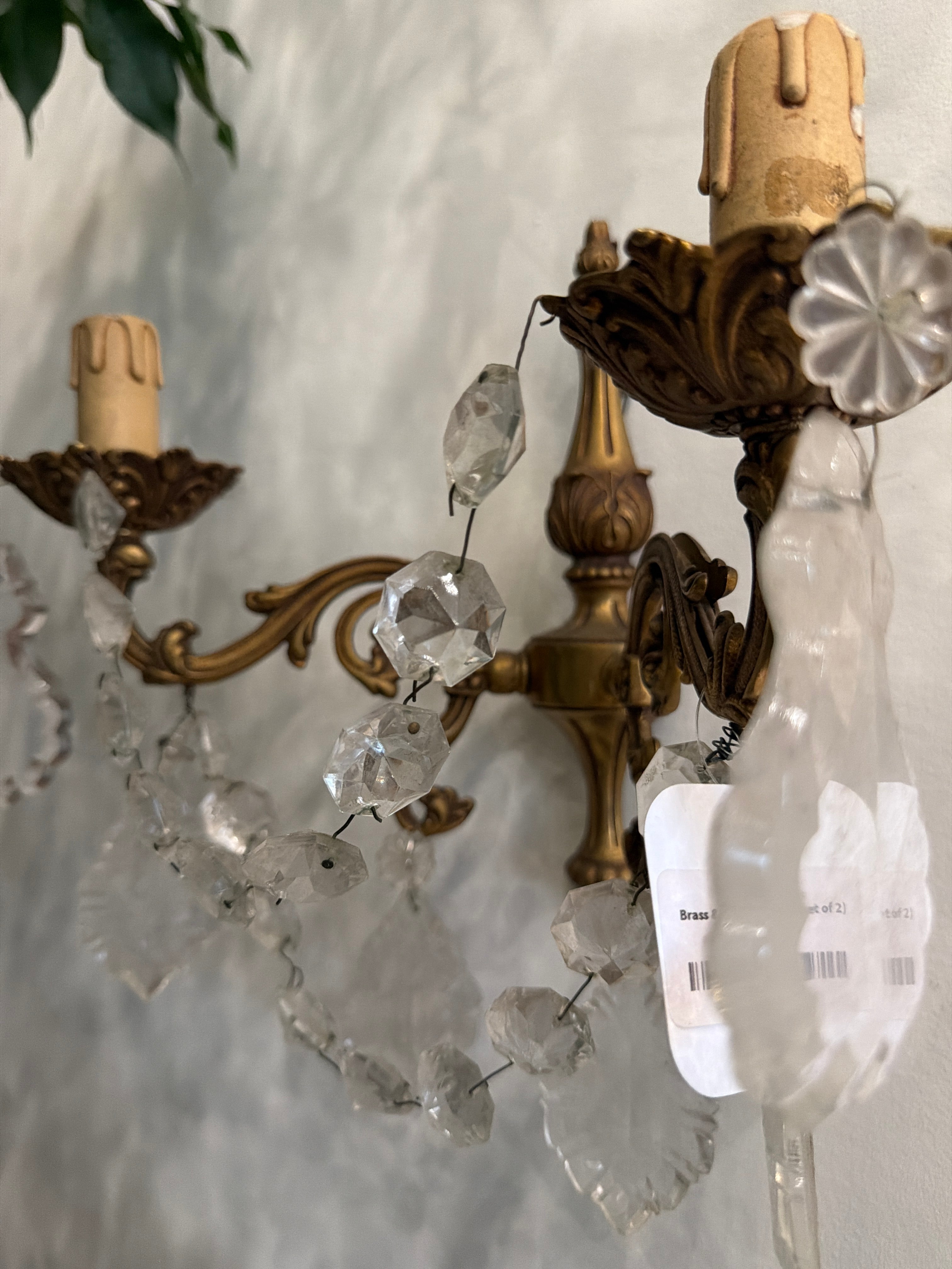 Brass & Crystal Sconce (Set of 2)