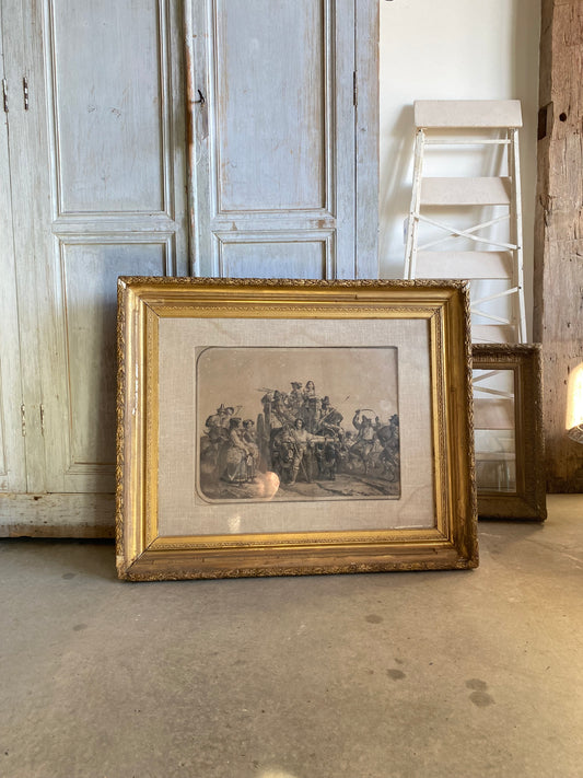 French Gold Framed Linen Matte Art