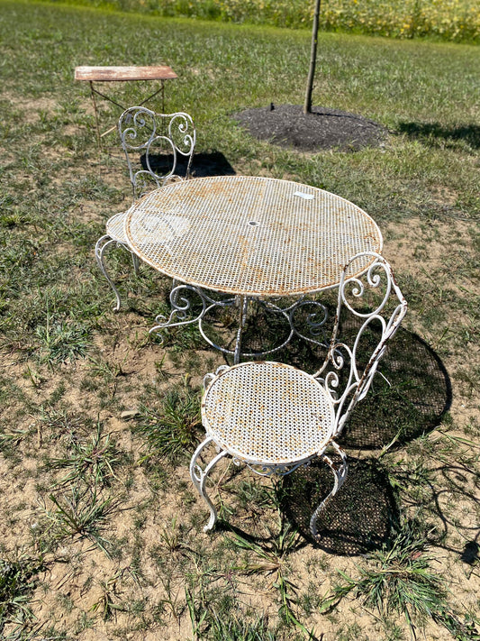 French White Scroll Garden Chairs (Pair)