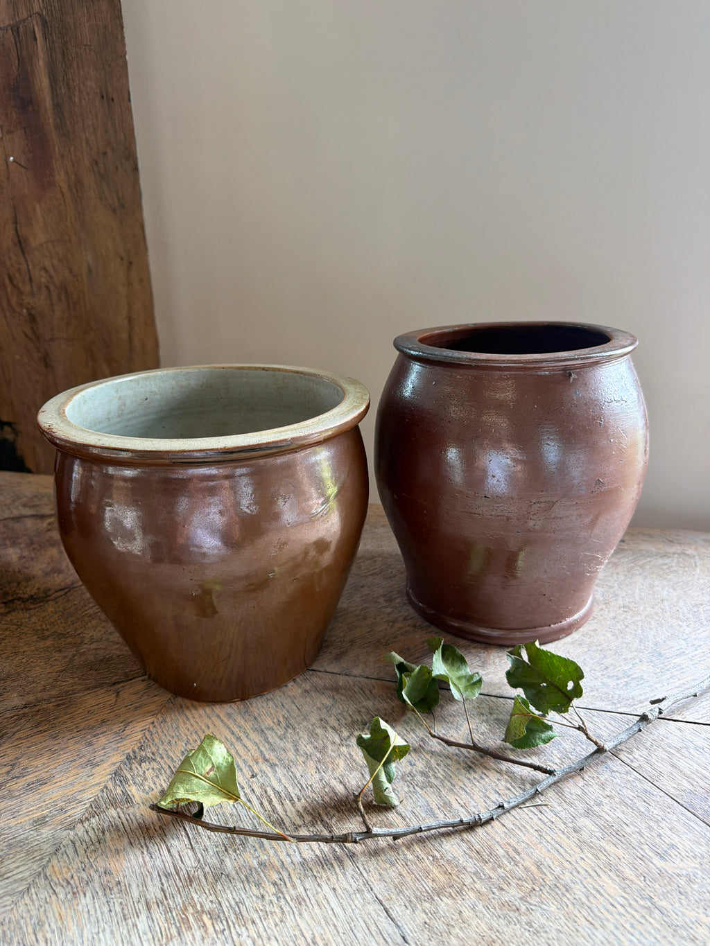 French Brown Stoneware Crock