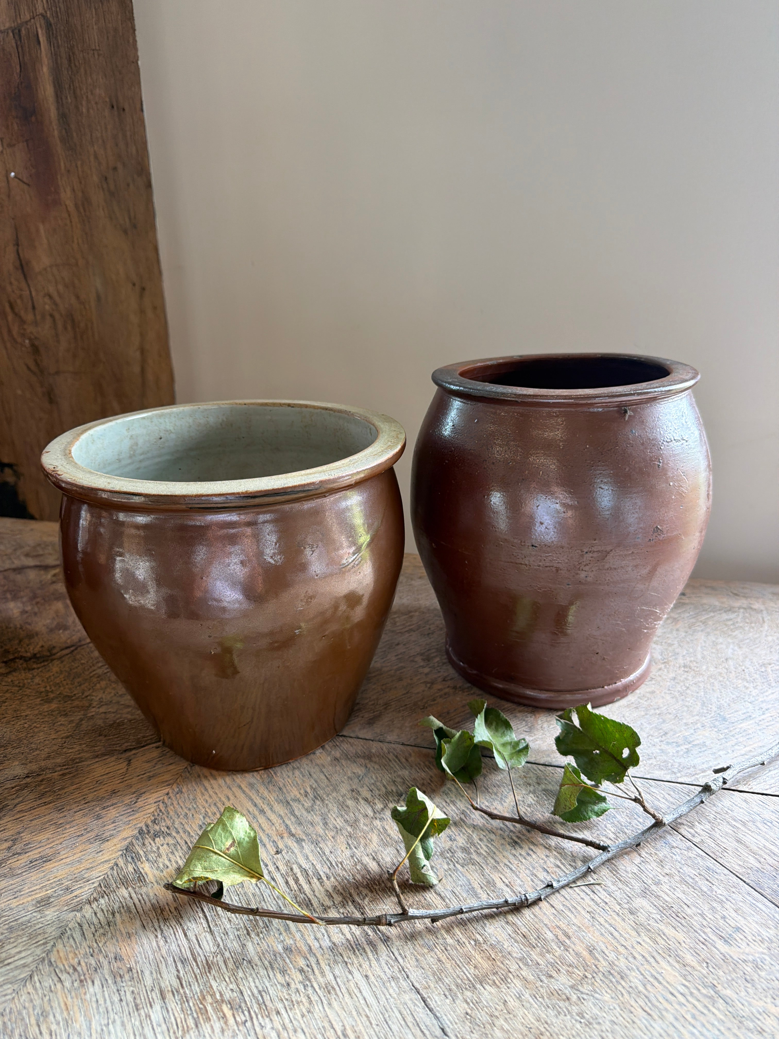 French Brown Stoneware Crock