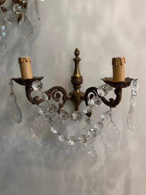 Brass & Crystal Sconce (Set of 2)