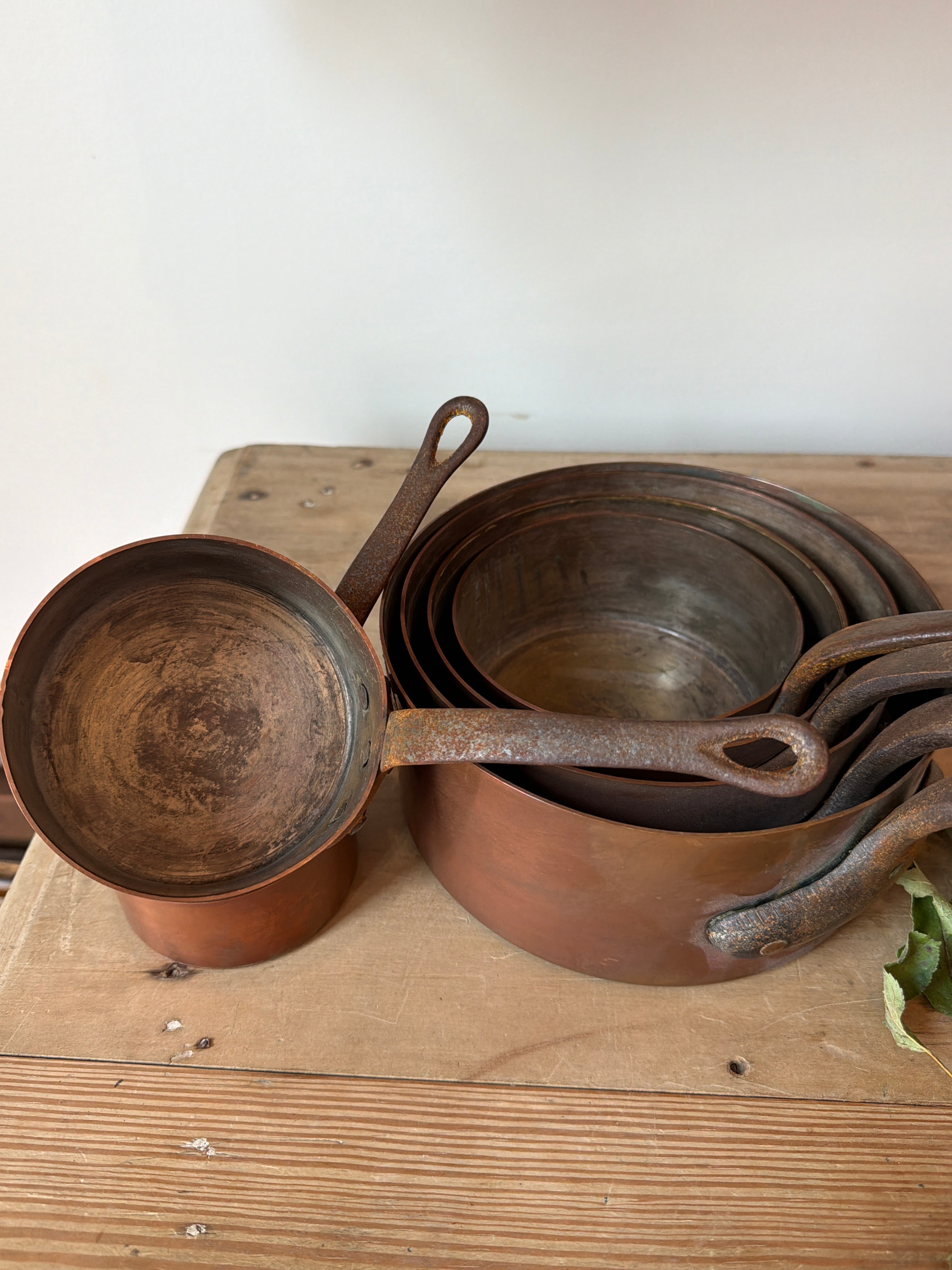 Set of 6 Copper Saucepans