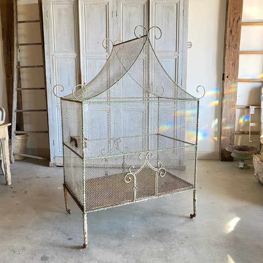 French Green Painted Iron Aviary