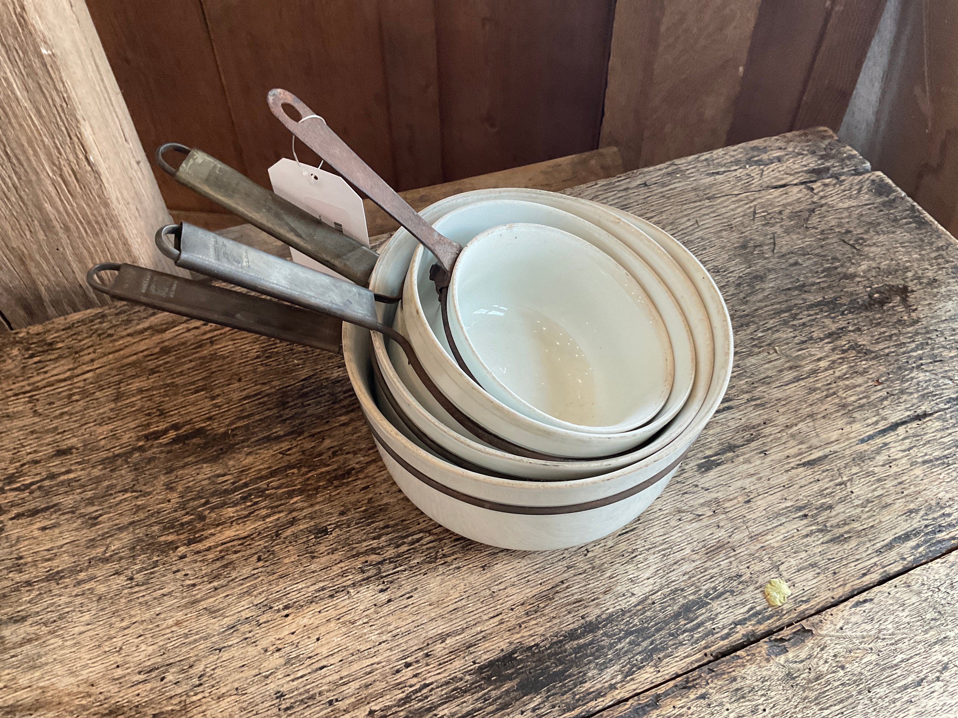Antique French Porcelain Saucepans (Set of 4)