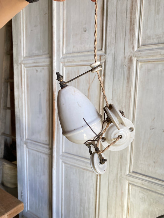 French Green Shaded Pendant Light