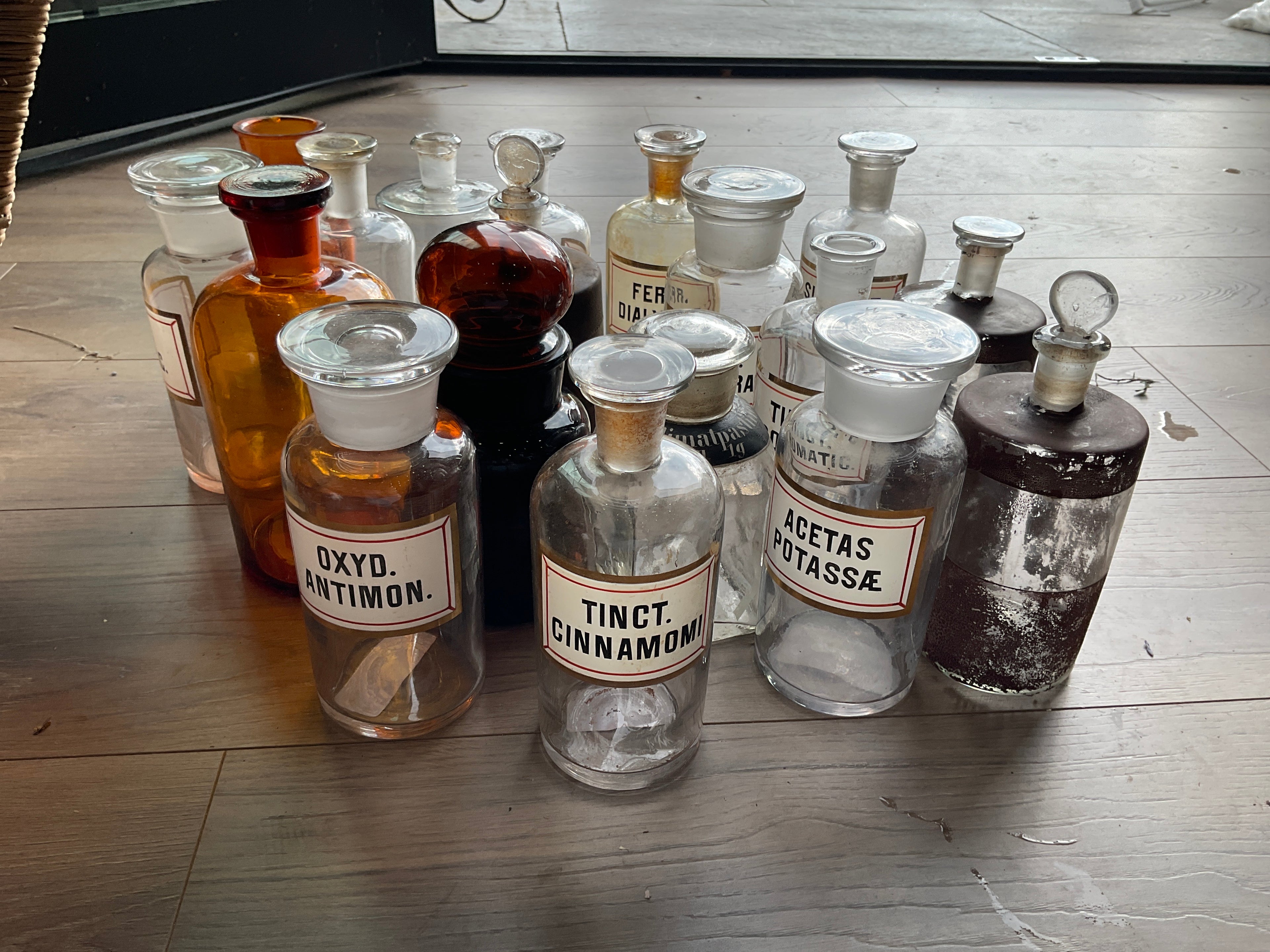 French Amber/Clear Apothecary Jar