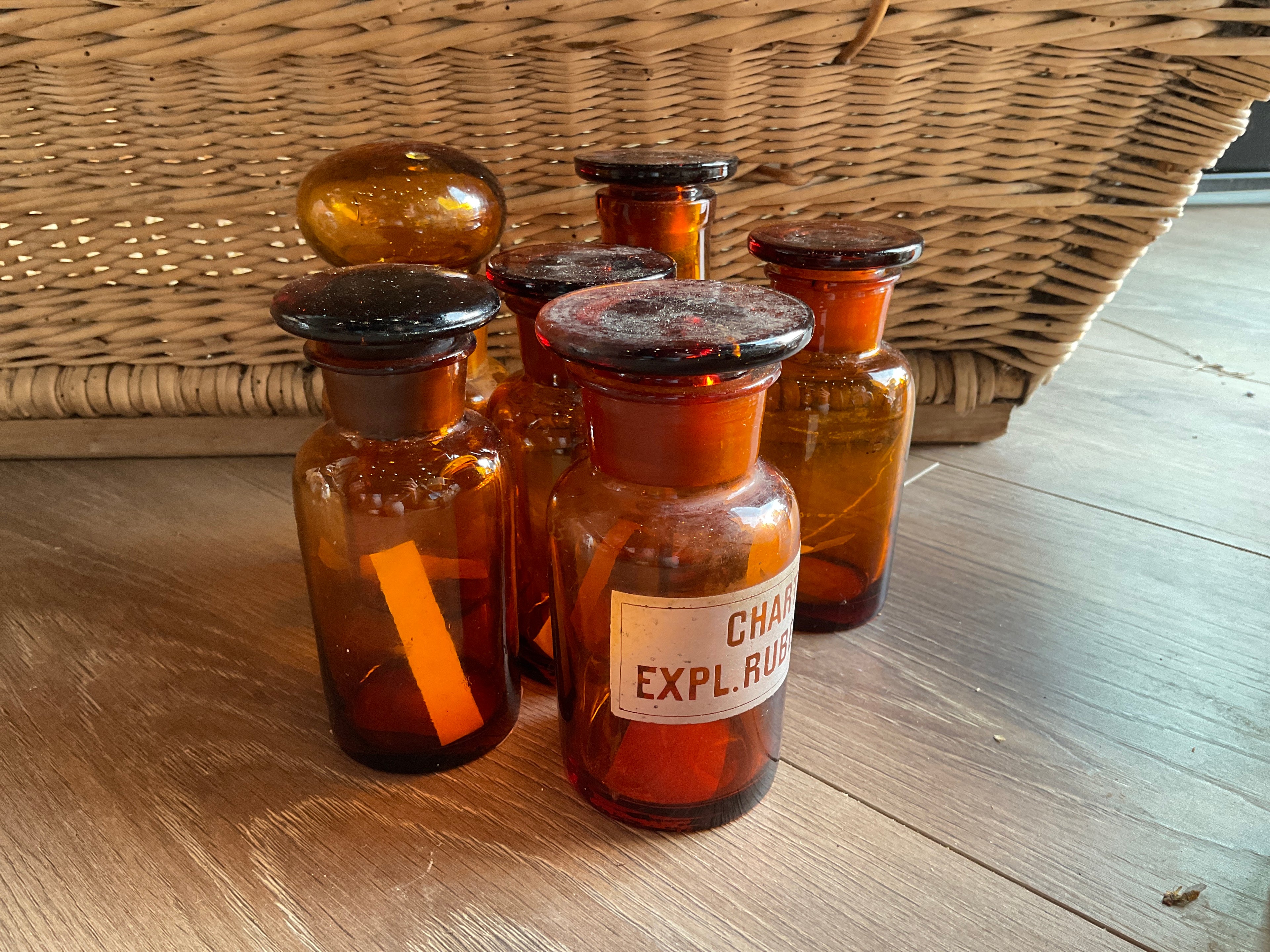 French Amber/Clear Apothecary Jar
