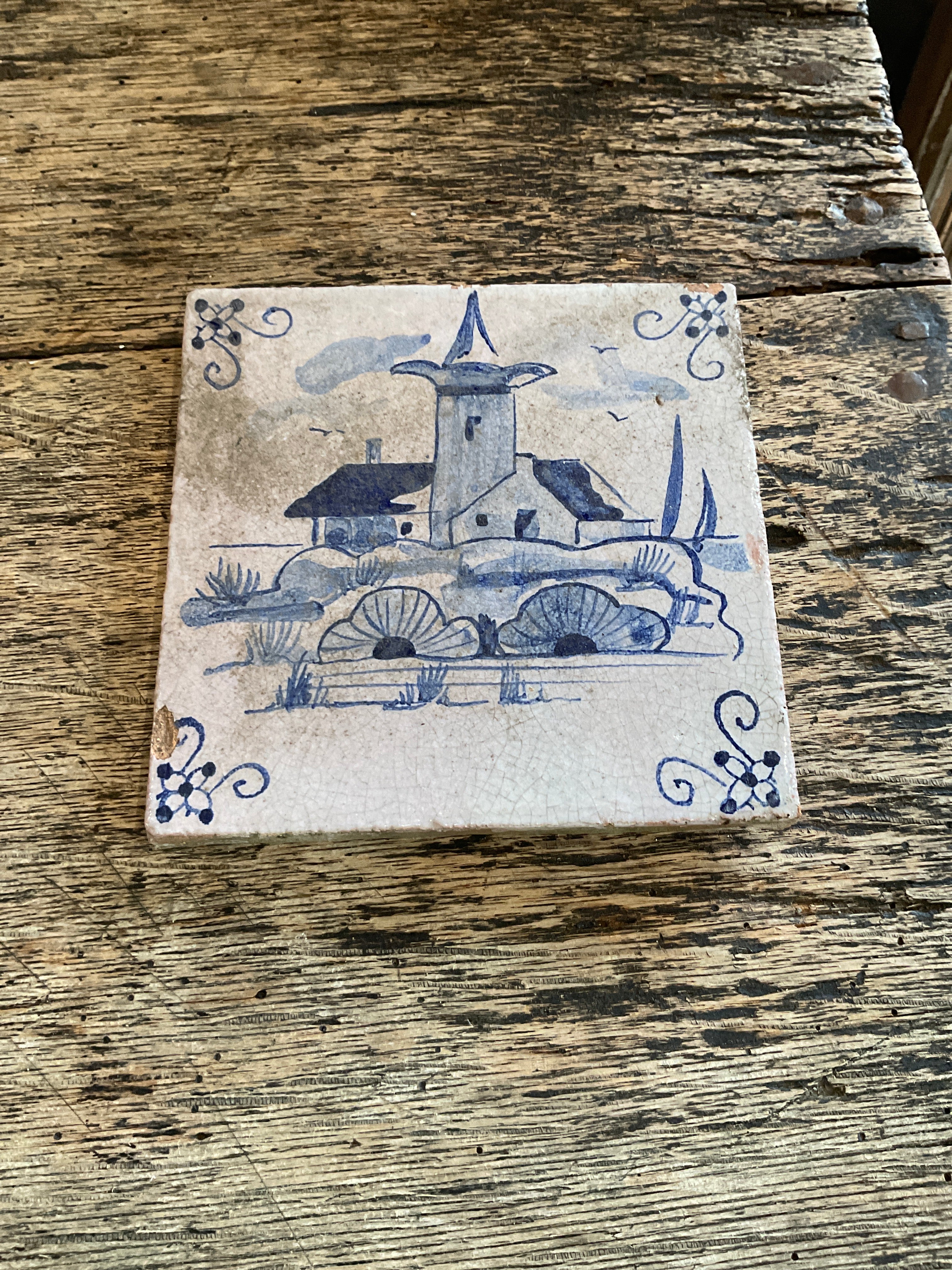 French Vintage Delft Tile