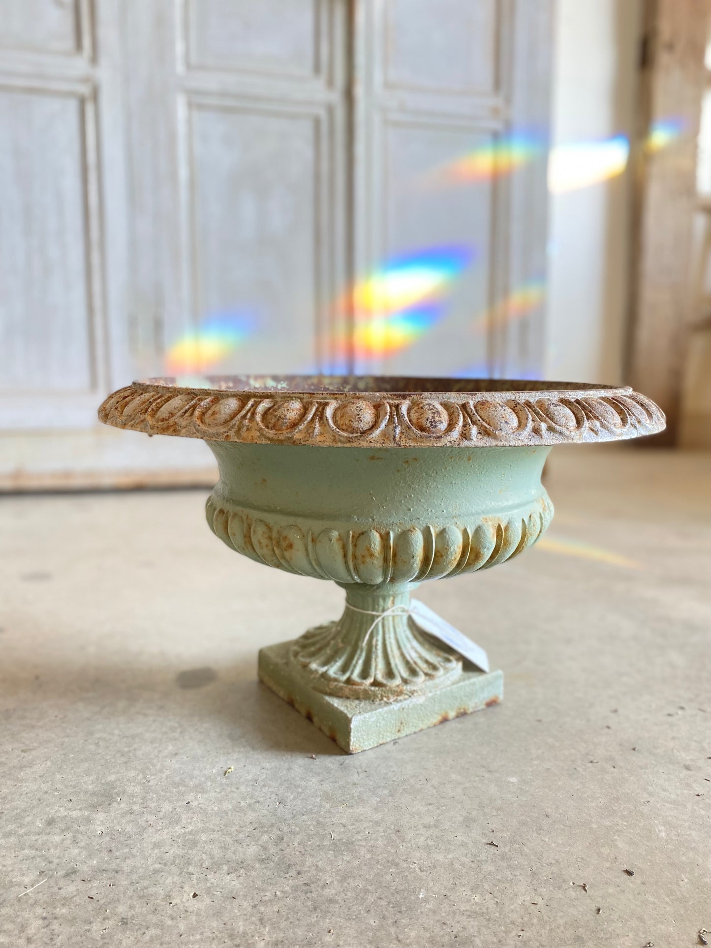 French Sage Green Garden Urn