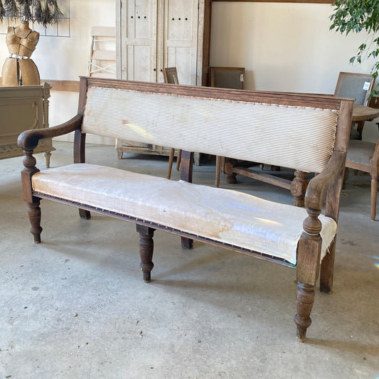 French Bench w/ Blue Ticking