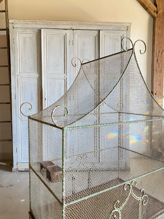 French Green Painted Iron Aviary