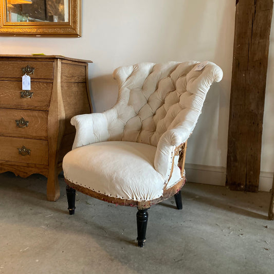 French Deconstructed Tufted Side Chair