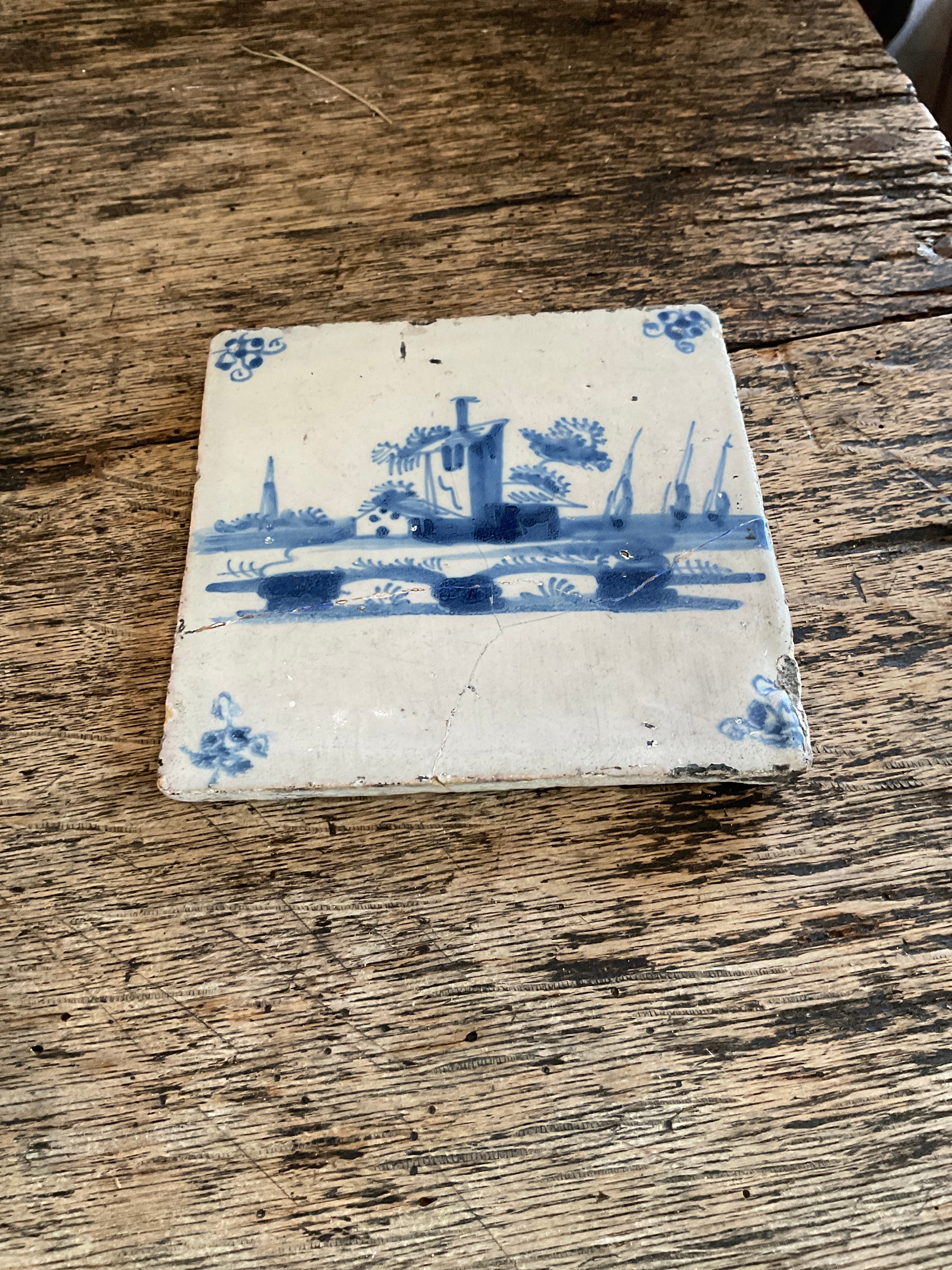 Handpainted Delft Tiles ( broken / repaired)