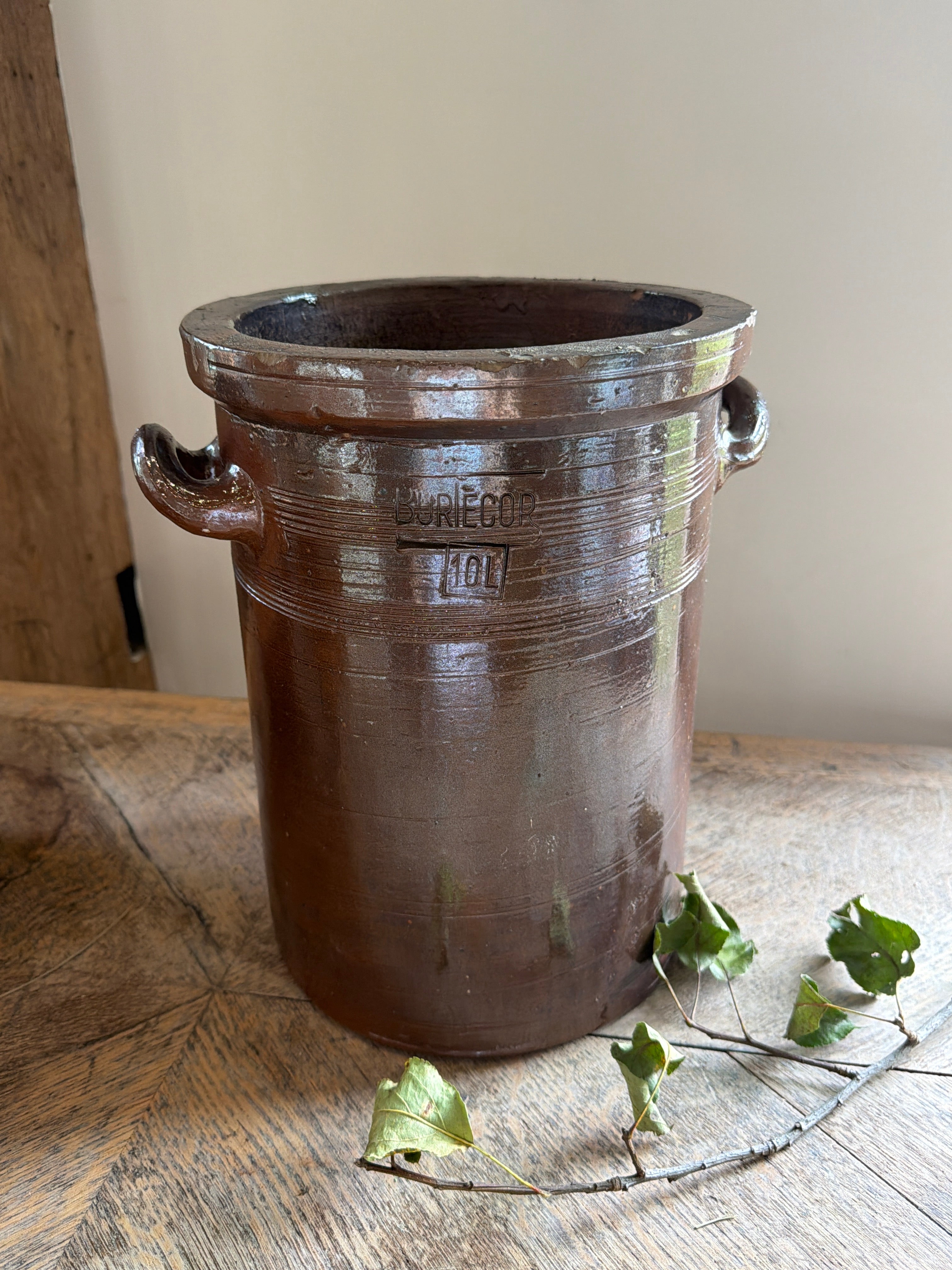 French Brown Stoneware Crock