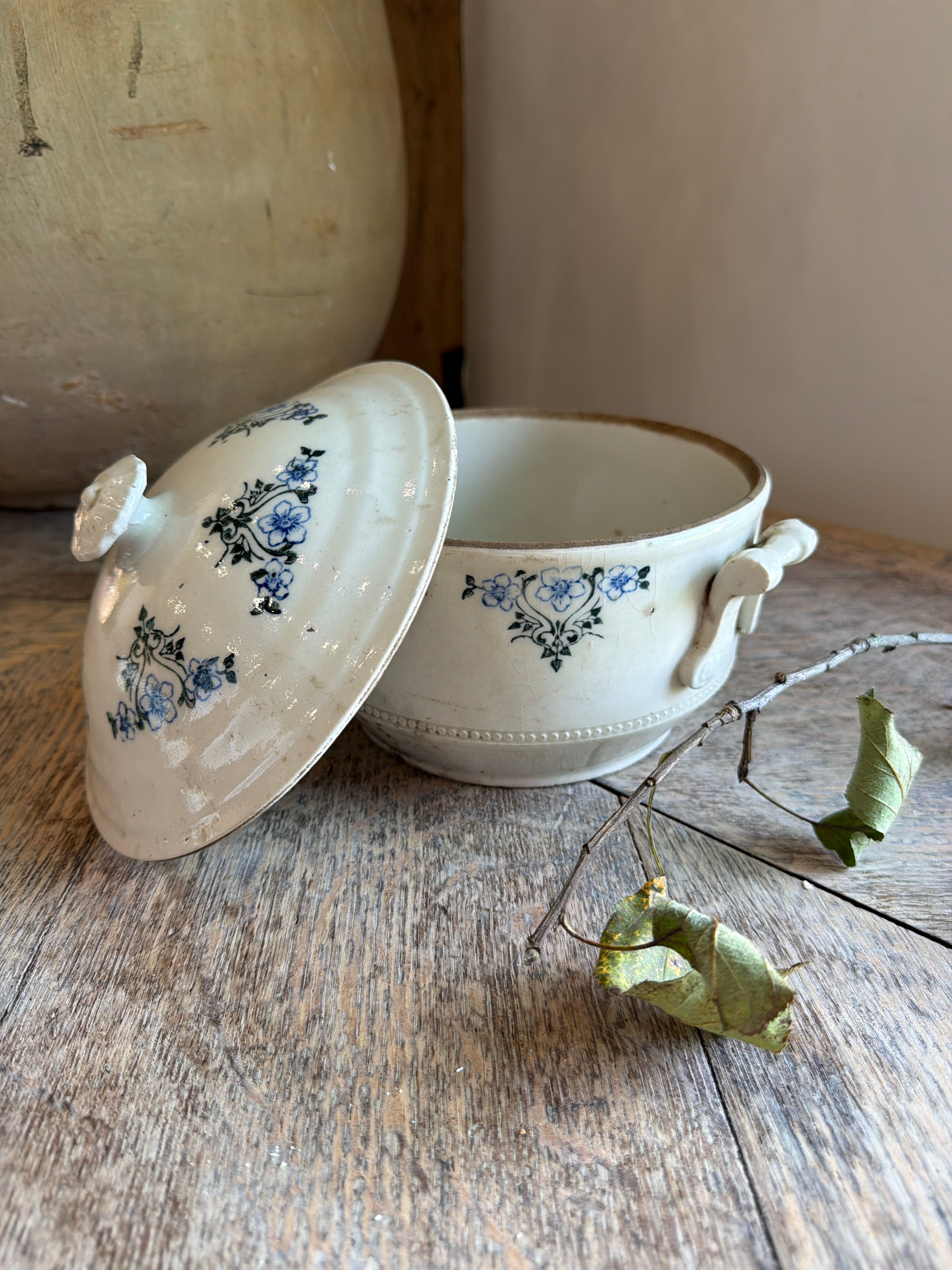 St. Uze Stoneware Blue Tureen