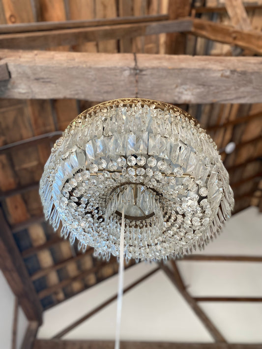 French Crystal Ceiling Mount Chandelier
