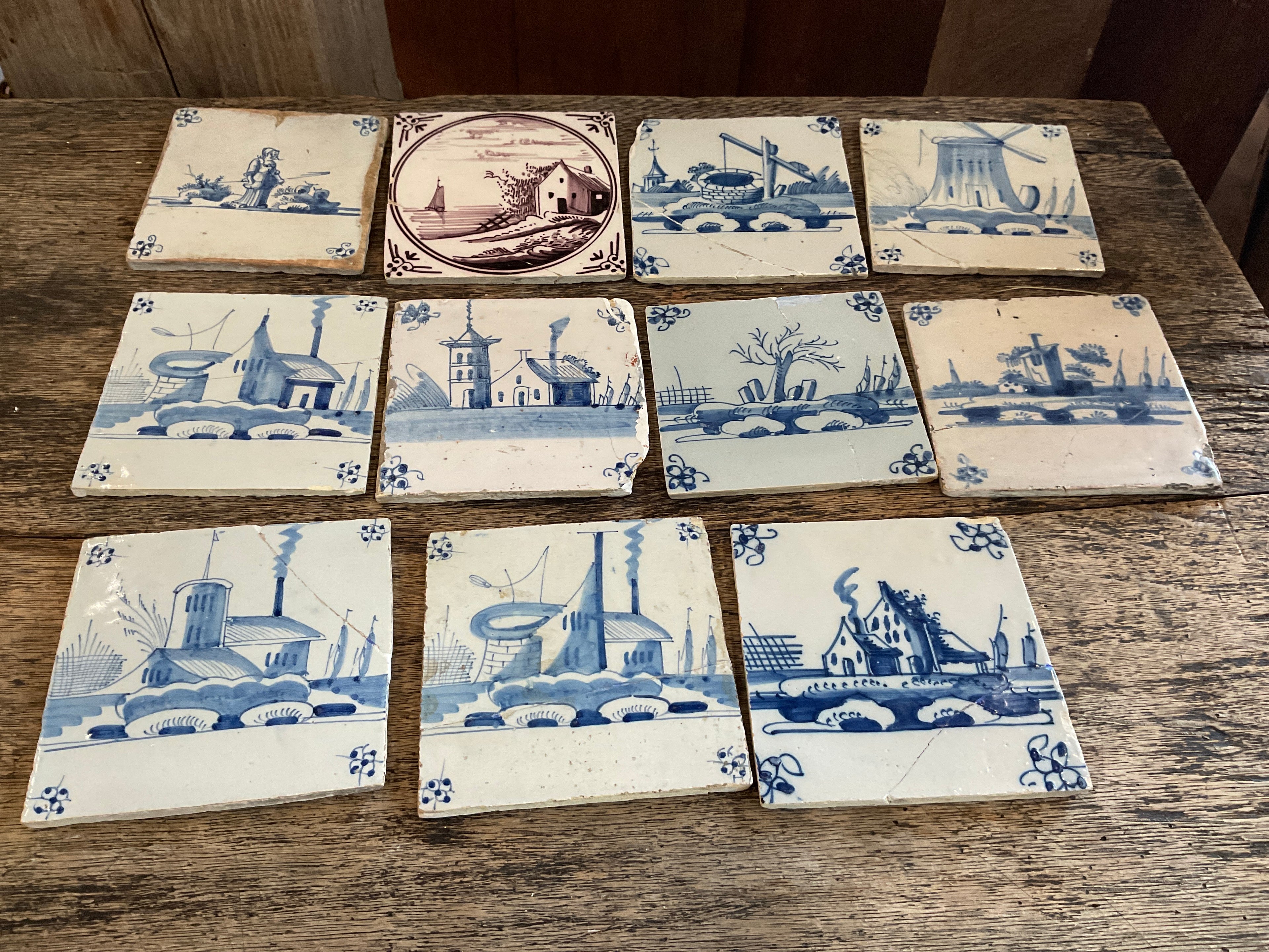 Handpainted Delft Tiles ( broken / repaired)